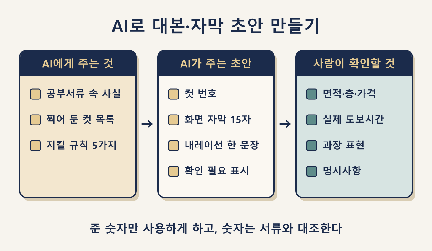 매물 영상 AI 대본 흐름: 입력 3가지, 초안 표, 사람이 확인할 4가지