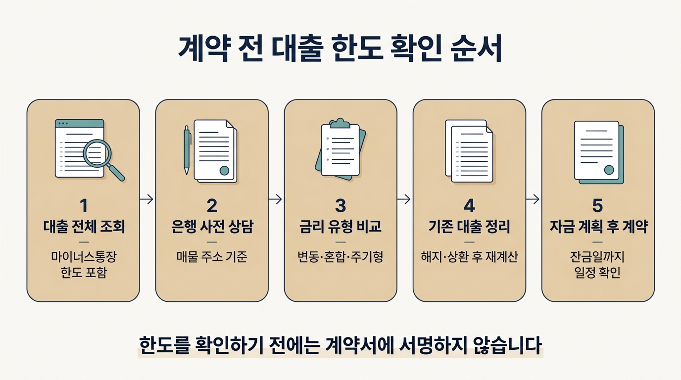 매수 계약 전 대출 한도 확인 5단계: 대출 조회부터 자금 계획까지 순서