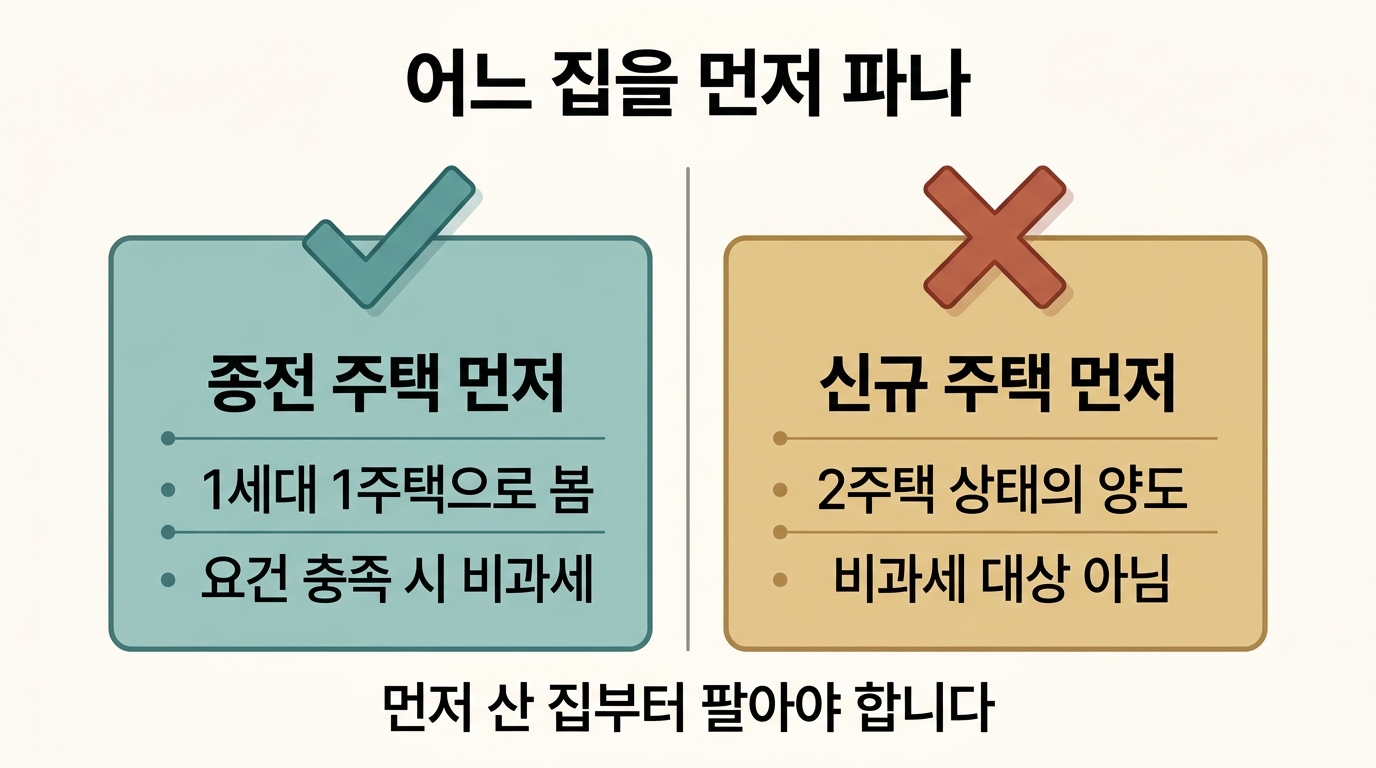 종전 주택을 먼저 팔 때와 신규 주택을 먼저 팔 때의 양도세 결과 비교