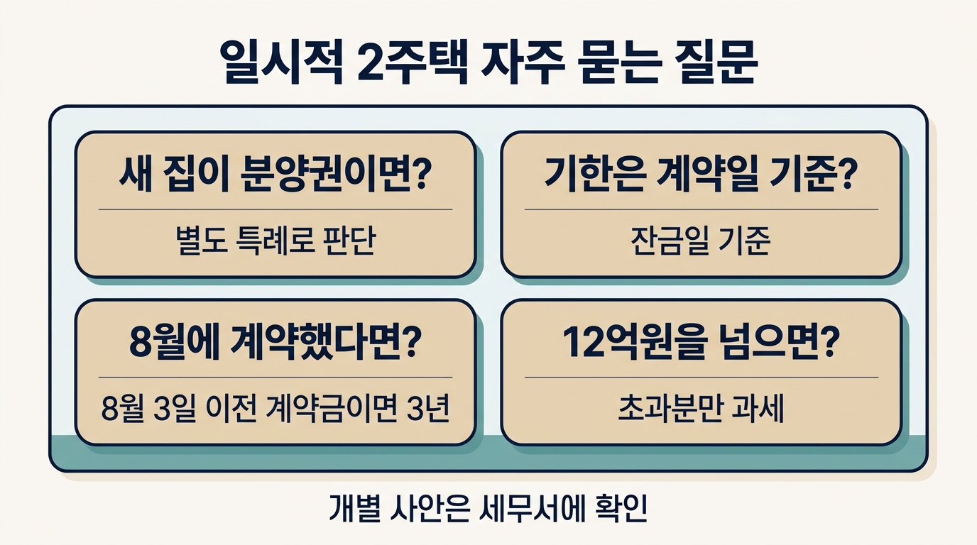 일시적 2주택 양도세 비과세 자주 묻는 질문 네 가지와 짧은 답