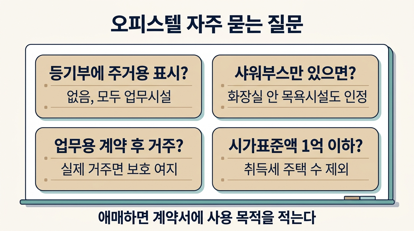 오피스텔 자주 묻는 질문 5가지와 답: 등기부 표시·샤워부스 요율·전입·1억 이하