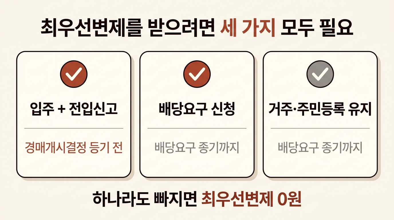 최우선변제 3가지 조건 경매개시결정 등기 전 전입과 배당요구 종기 체크리스트